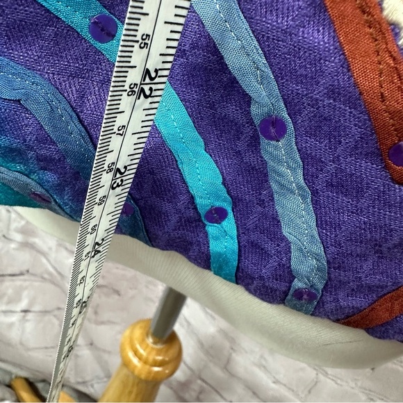 vintage quilted cotton jacket made in india colorful geometric sz XL sequins - Picture 4 of 9